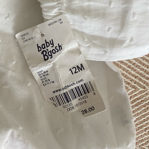 OshKosh B’Gosh Baby Girl Bodysuit White Swiss Dot 12m NWT - Picture 3 of 3